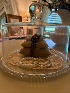Glass Cloche Display Dome with Pedestal - Clear